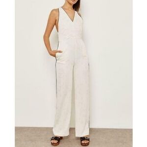 Topshop Cream & Blue Pinstripe Jumpsuit